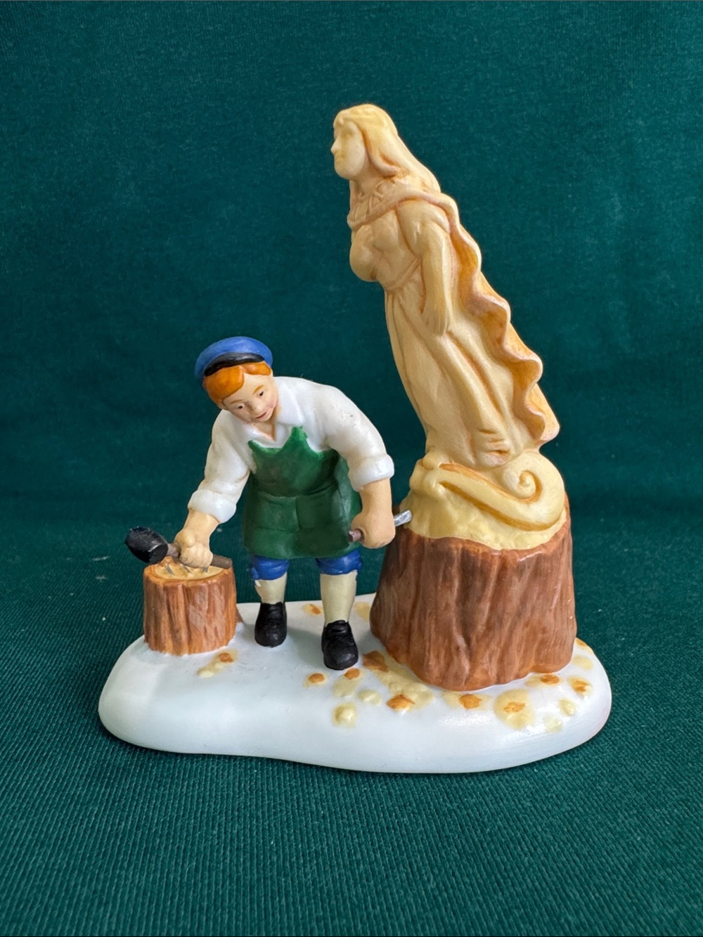Department 56 Hand-Painted Woodcarver Figurine in Green, Blue, Tan